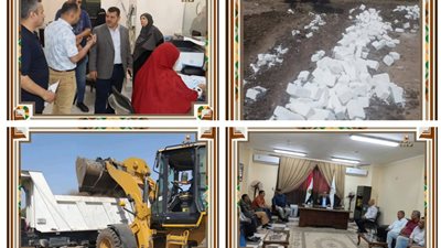 بنى سويف: إزالة تعديات وإيقاف حالات بناء والتحفظ على خلاطة صب