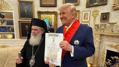 بطريرك القدس يبحث مع ترامب حماية الوجود المسيحي في الأراضي المقدسة