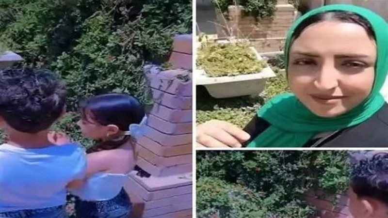 السيدة وأطفالها من أمام قبر زوجها 