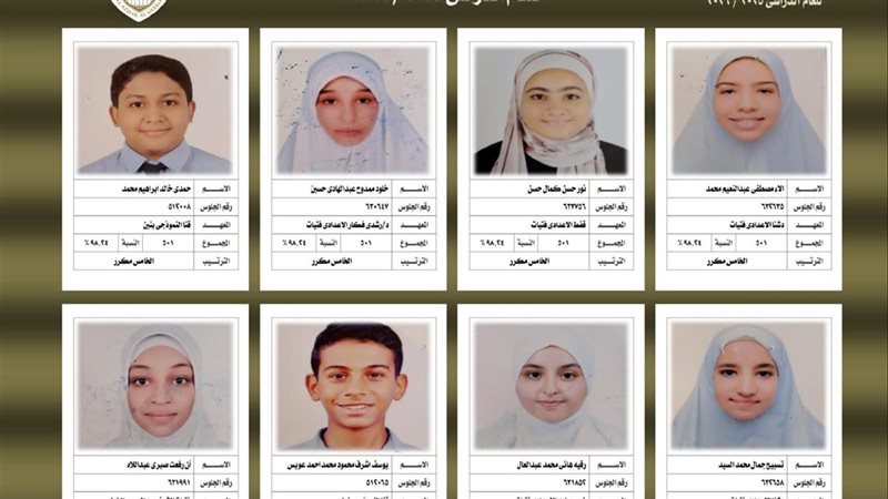 اوائل الشهادة الإعدادية