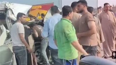 إصابة 16 شخص إثر تصادم ميكروباص وملاكي على الطريق الأقليمي بالمنوفية
