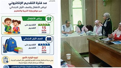 بنى سويف| مد فترة التقديم الإلكتروني لرياض الأطفال والصف الأول الابتدائي