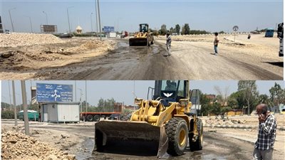 بنى سويف تواصل أعمال رفع كفاءة دوران محور عدلي منصور بمنطقة شرق النيل |صور