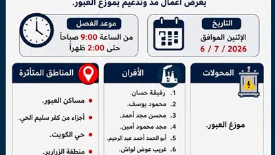 انقطاع الكهرباء 5 ساعات غدا عن مناطق بحي الأربعين بالسويس لإجراء أعمال تدعيم 