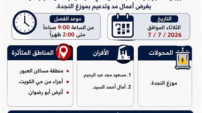 انقطاع الكهرباء 5 ساعات الثلاثاء عن مناطق بحي الأربعين في السويس لإجراء تدعيم