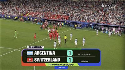 نتيجة وأهداف مباراة الأرجنتين وسويسرا الشوط الثاني (1-1) في كأس العالم 2026