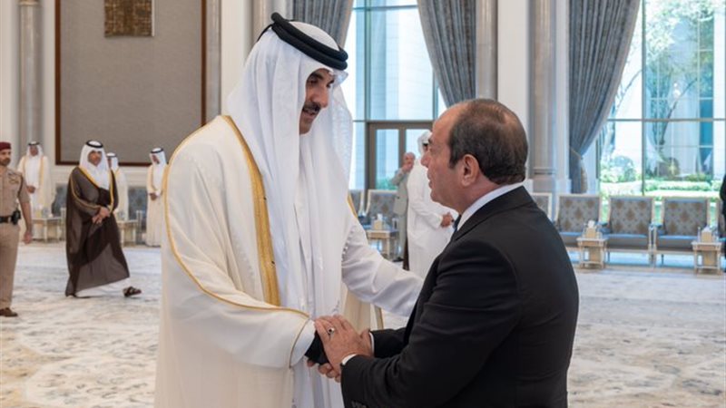 أمير قطر يستقبل الرئيس