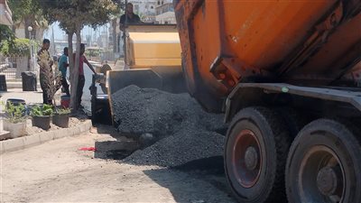 ضمن خطة تطوير البنية التحتية رصف شارع الثورة بمدينة الزرقا في دمياط