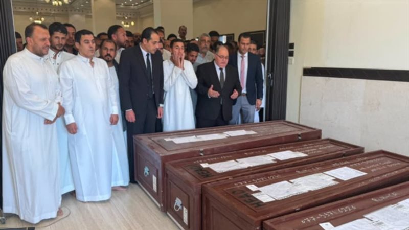 تشييع الجثامين المصريين أثر حريق حي النسيم 