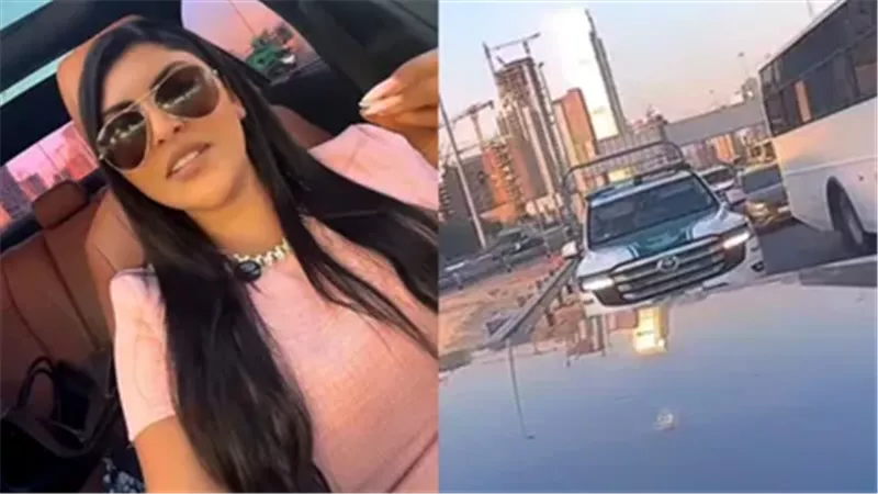 المرأة الهندية وخلفها سيارة الشرطة 