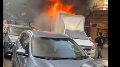 السيطرة على حريق سيارة نقل  في شارع جول جمال بالمهندسين 