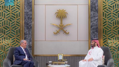 ولي العهد السعودي يستقبل نائب الرئيس الفلسطيني لبحث التطورات بالأراضي المحتلة