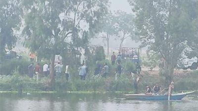 انتشال جثة شاب غريق من بحر شبين أمام قرية ميت ميمون بالغربية