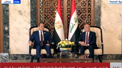 وزير الخارجية العراقي يستقبل الرئيس السيسي في مطار بغداد 
